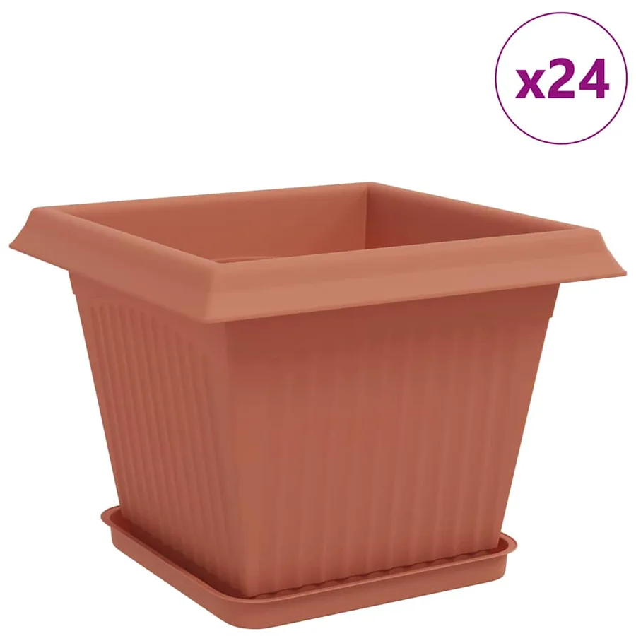 Pots de plantes 24 pcs Rouge brique 28,5 x 28,5 x 22 cm - 2