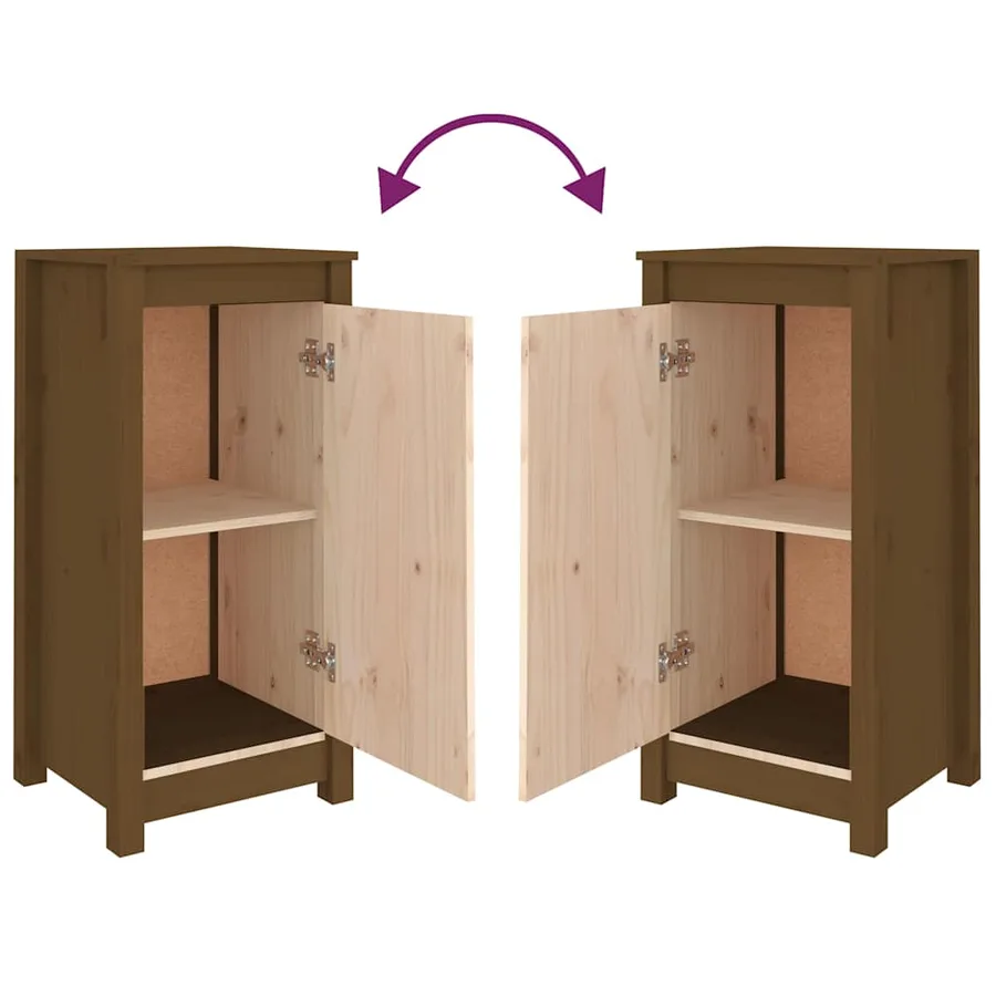 Buffets 2 pcs Marron miel 39x35x80 cm Bois massif de pin - 14