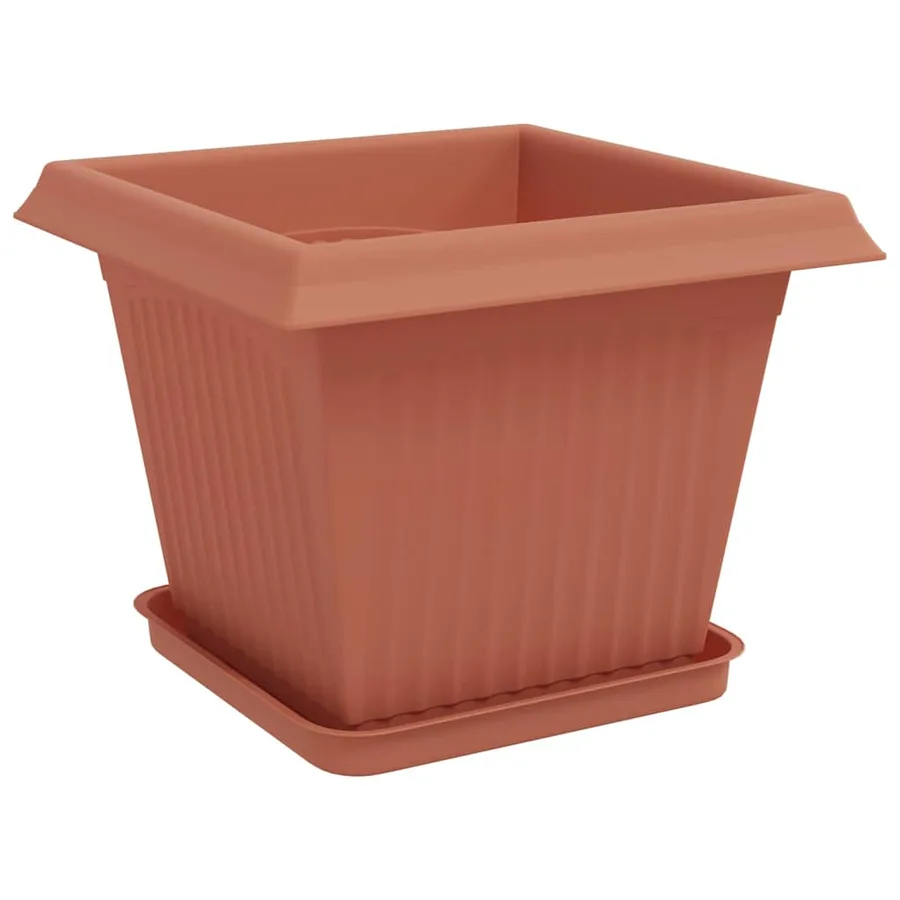 Pots de plantes 6 pcs Rouge brique 33 x 33 x 26 cm Plastique - 5