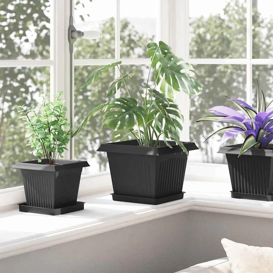 Pots de plantes 24 pcs Noir 23 x 23 x 17,5 cm Plastique - 4
