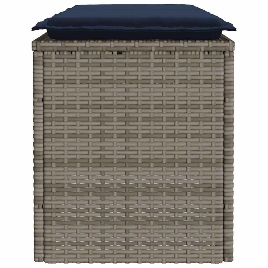 Banc de jardin avec coussin gris 110x40x44 cm résine tressée - 5