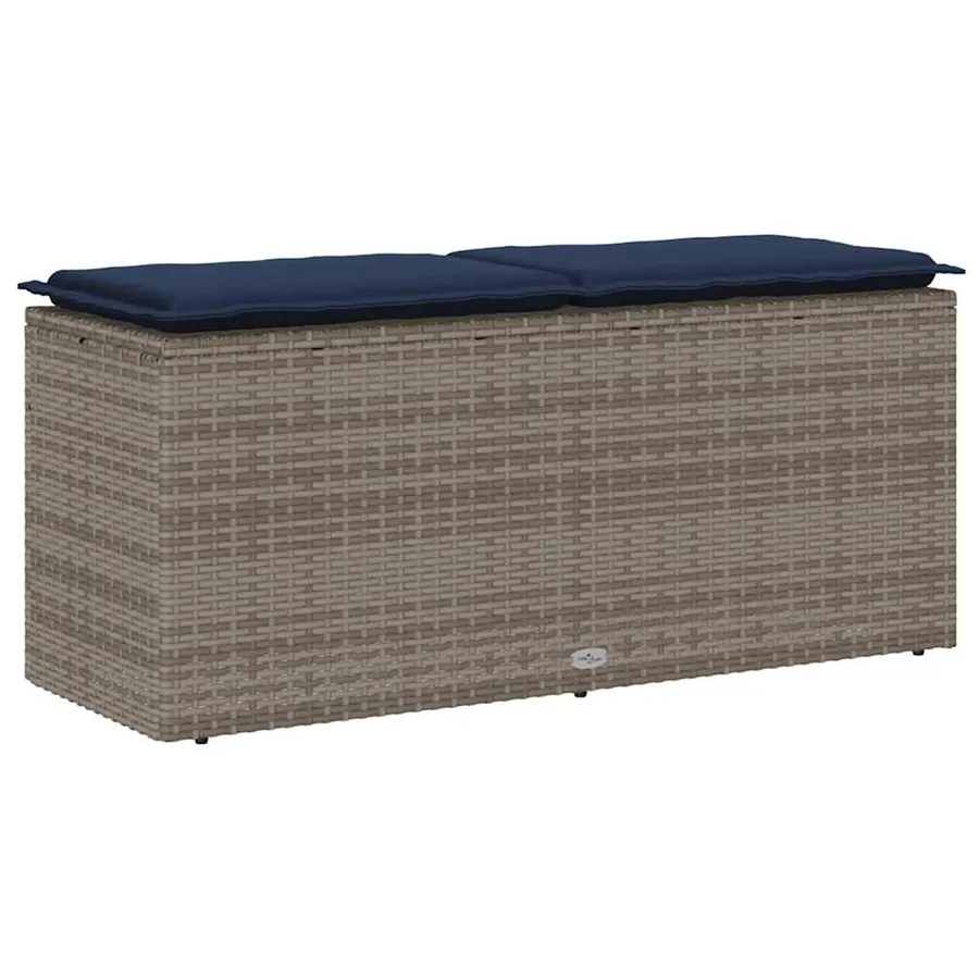 Banc de jardin avec coussin gris 110x40x44 cm résine tressée - 6
