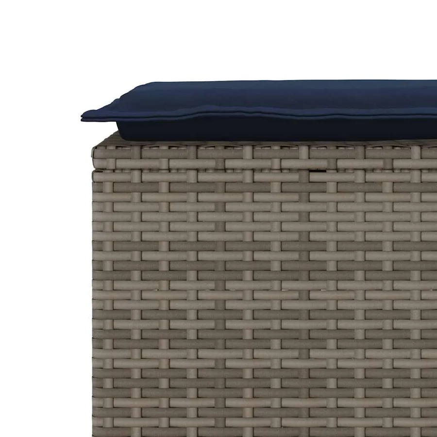 Banc de jardin avec coussin gris 110x40x44 cm résine tressée - 7