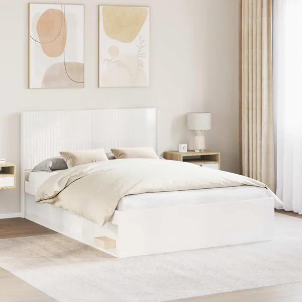 Tête de lit Blanc brillant Bois d'ingénierie