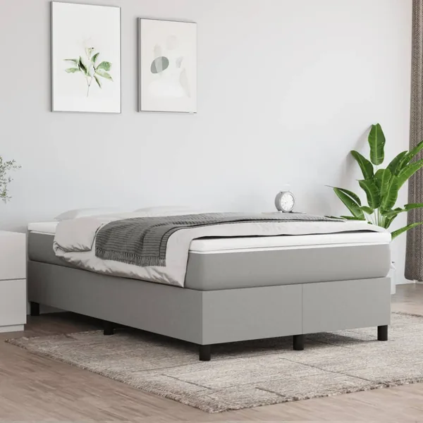 Sommier à lattes de lit avec matelas Gris clair 120x200cm Tissu