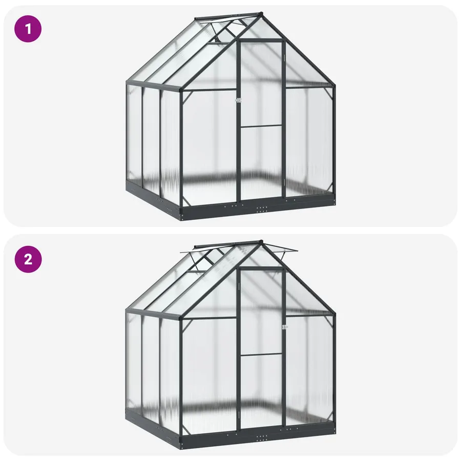 Serre de jardin avec porte Anthracite 183,5 x 183,5 x 207 cm - 8