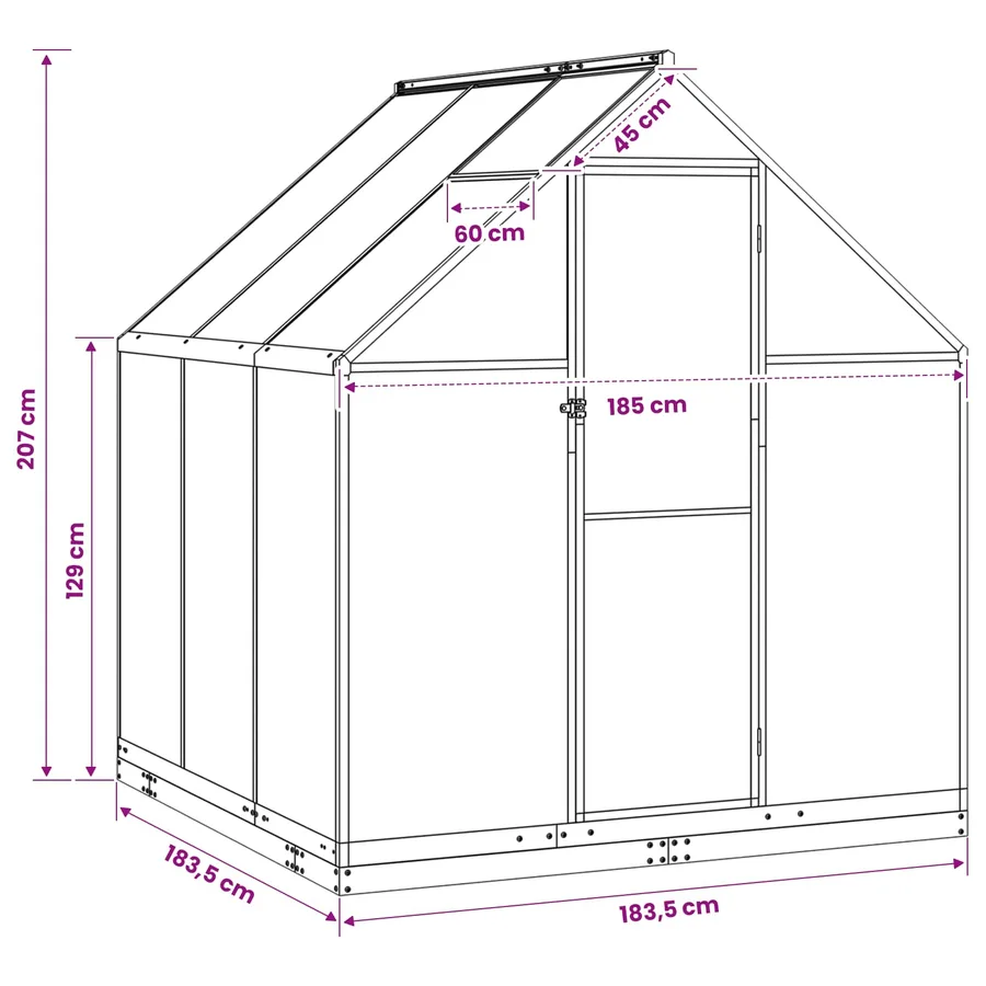 Serre de jardin avec porte Anthracite 183,5 x 183,5 x 207 cm - 9