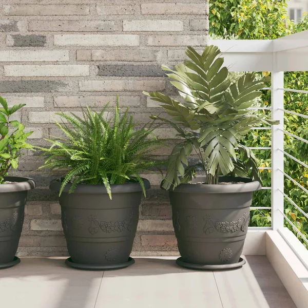 Pots de plantes 24 pcs Noir Ø 39 x 32 cm Plastique
