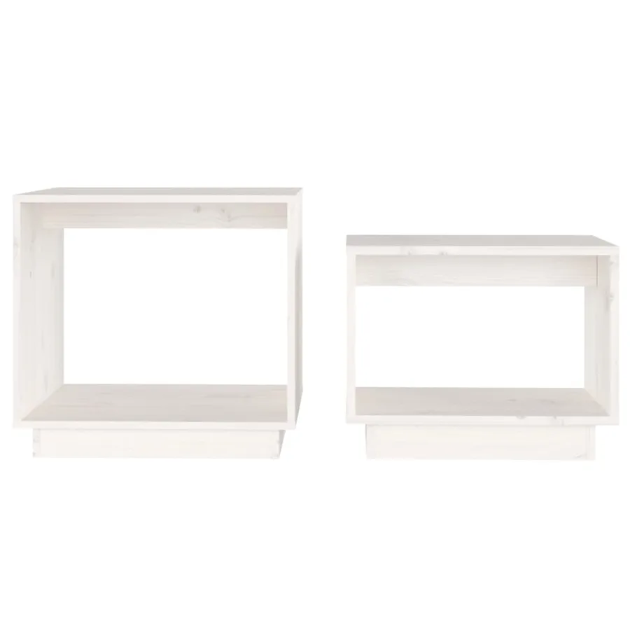Tables basses gigognes 2 pcs Blanc Bois de pin massif - 4
