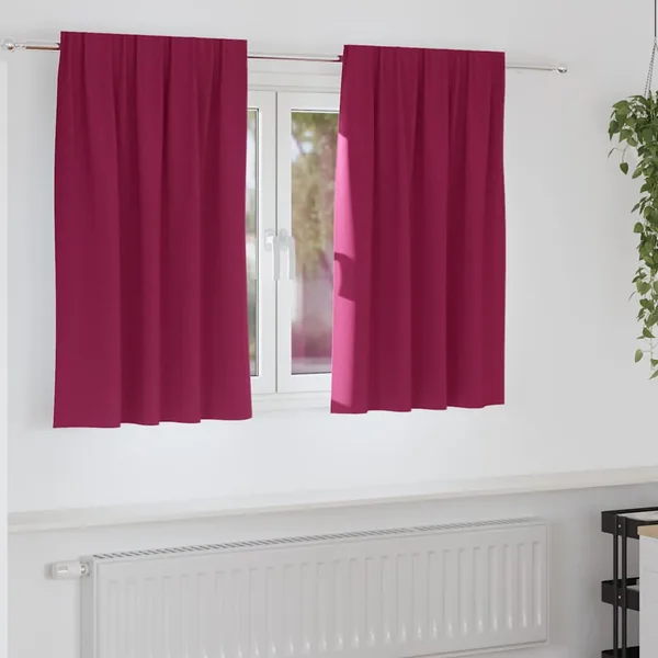 Rideaux occultants avec anneaux 2 pcs Bordeaux 140 x 140 cm