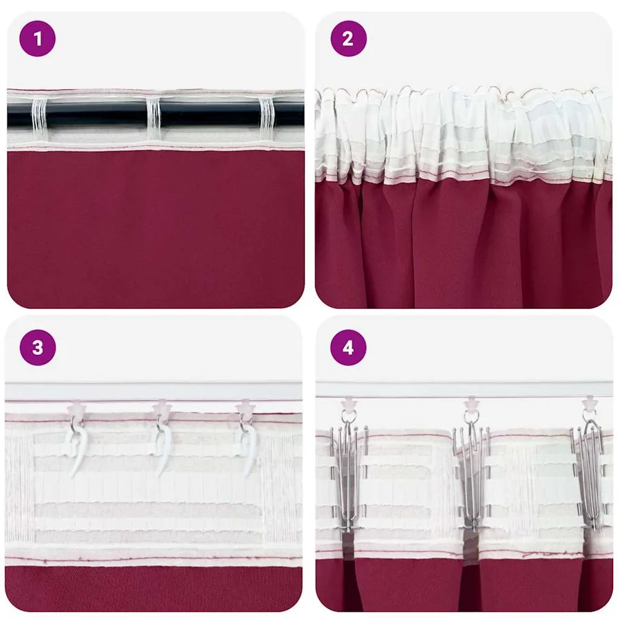 Rideaux occultants avec anneaux 2 pcs Bordeaux 140 x 140 cm - 7
