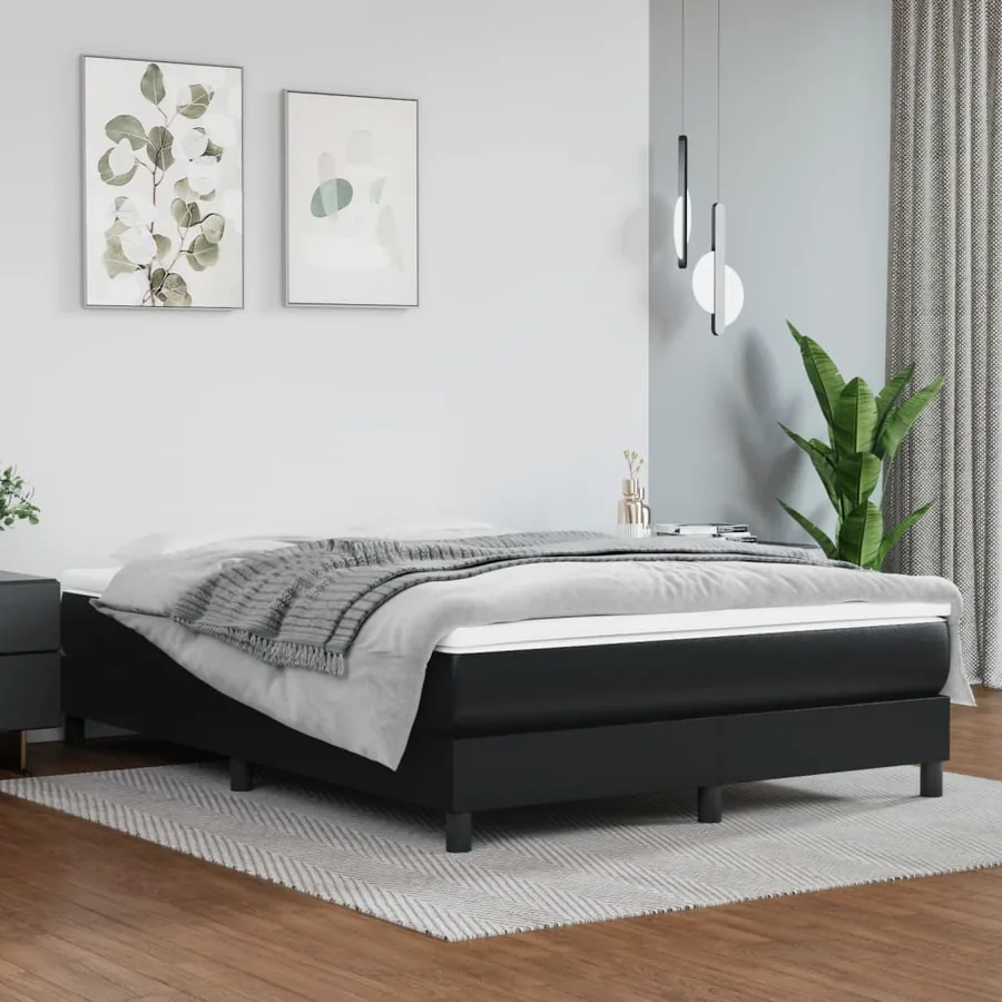 Matelas de lit à ressorts ensachés fermeté moyenne Noir 140x200x20cm Similicuir