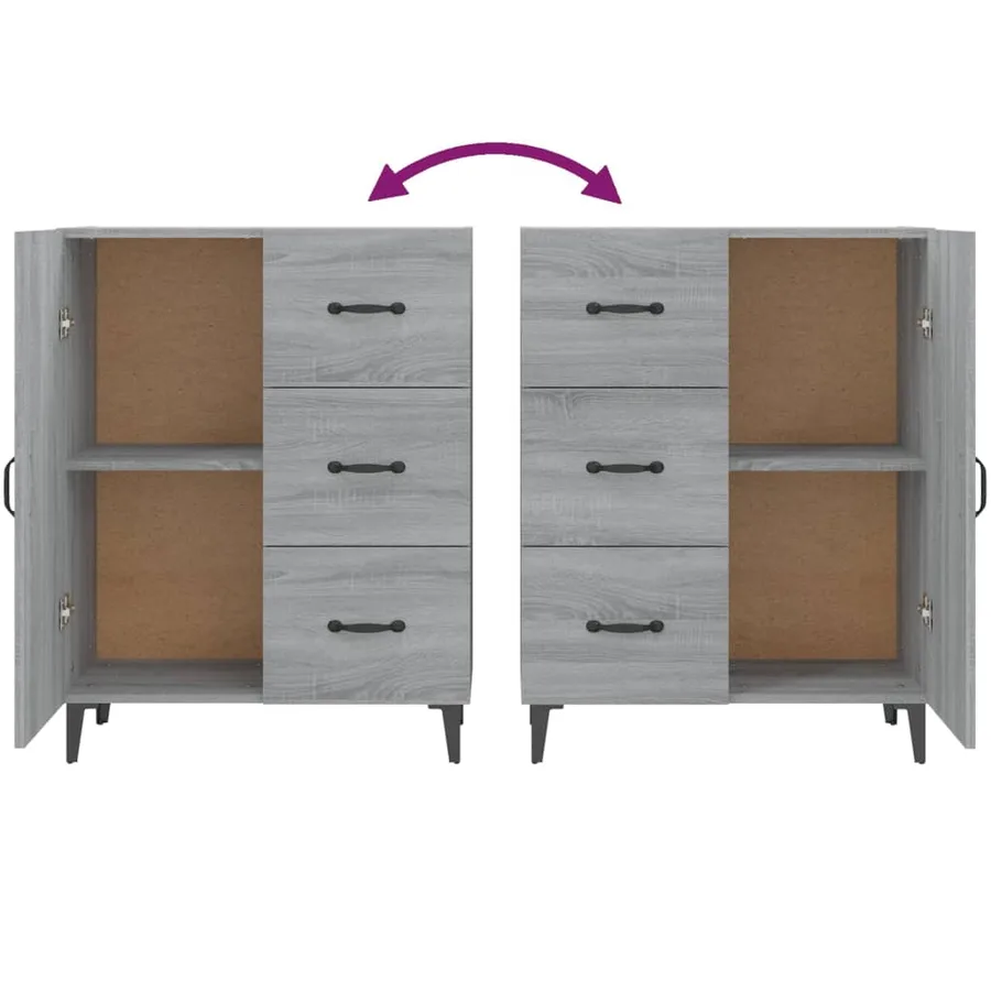 Buffet sonoma gris 69,5x34x90 cm bois d'ingénierie - 8