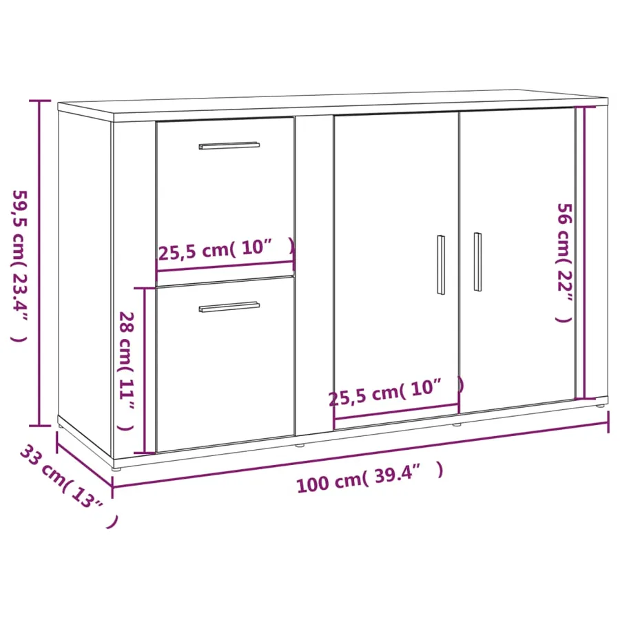 Buffet Chêne sonoma 100x33x59,5 cm Bois d'ingénierie - 11