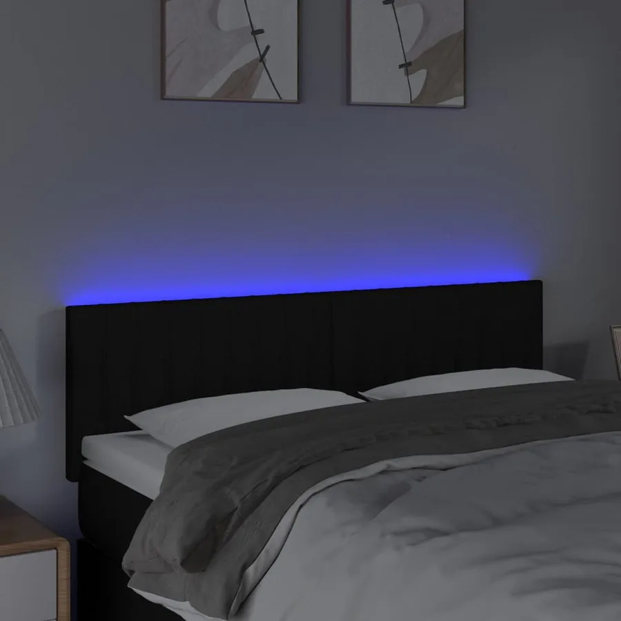 Tête de lit à LED Noir 144x5x78/88 cm Tissu - 3