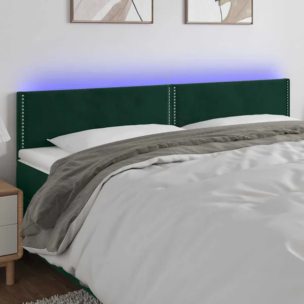 Tête de lit à LED Vert foncé 200x5x78/88 cm Velours