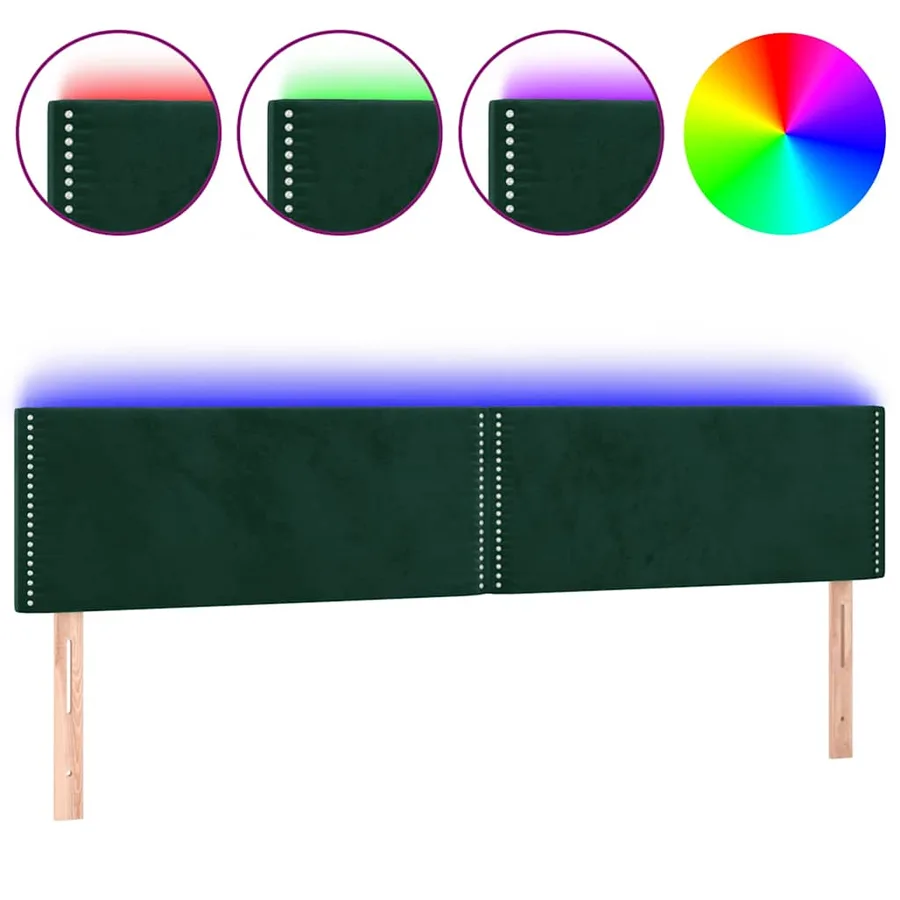 Tête de lit à LED Vert foncé 200x5x78/88 cm Velours - 2
