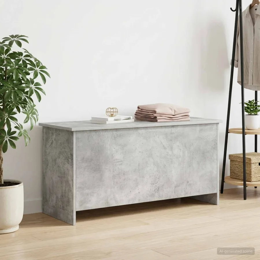 Coffre de rangement avec stockage Gris béton 100 x 40 x 50 cm - 4