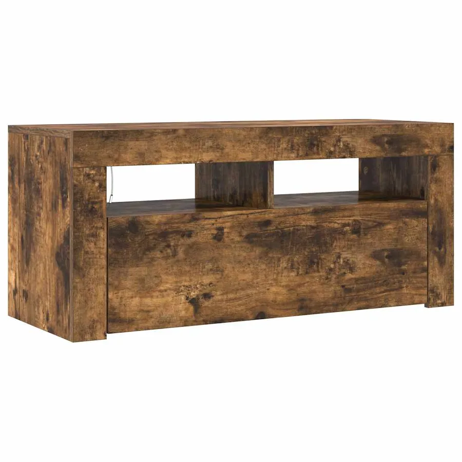 Meuble TV avec lumières LED Chêne fumé 90x35x40 cm - 10