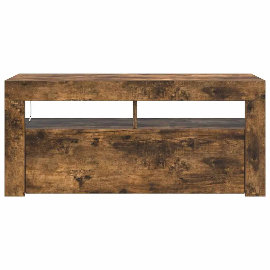 Meuble TV avec lumières LED Chêne fumé 90x35x40 cm - 7