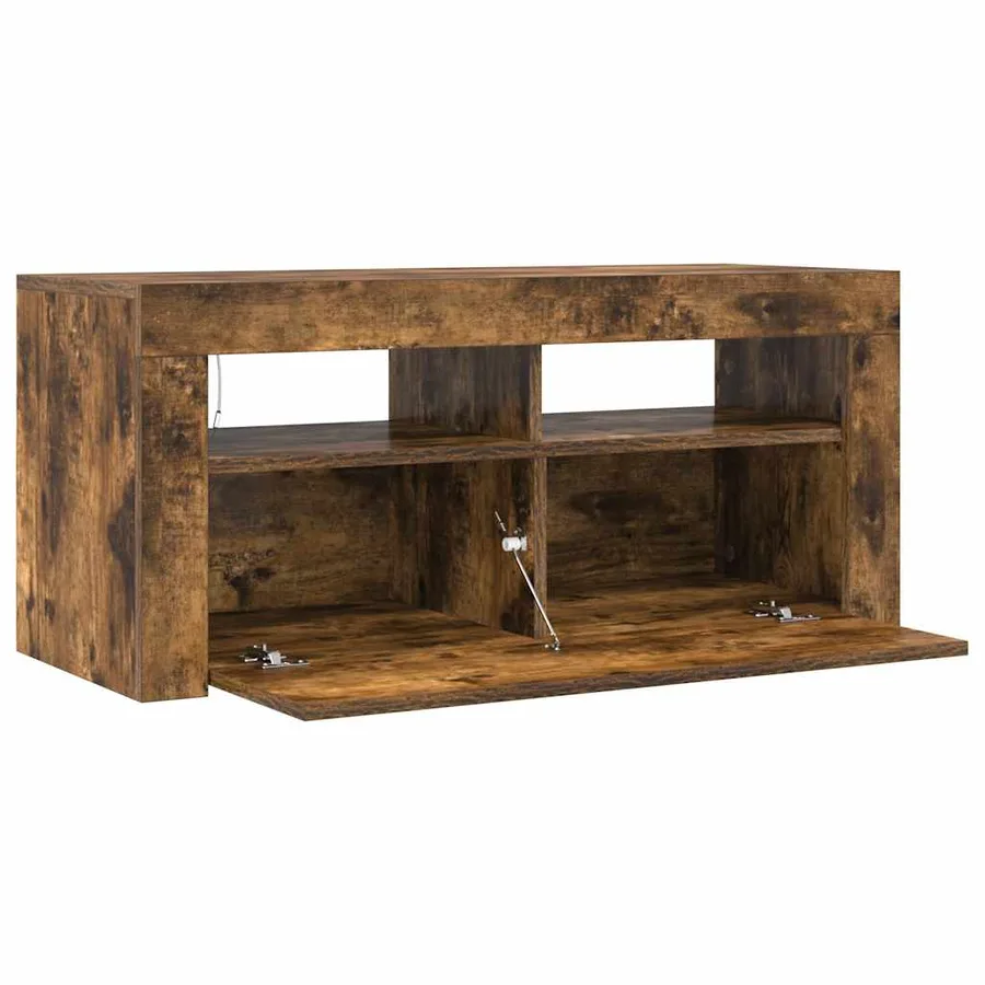 Meuble TV avec lumières LED Chêne fumé 90x35x40 cm - 8
