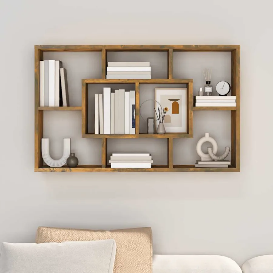 Étagère murale Chêne fumé 85x16x52,5 cm Bois d'ingénierie - 3