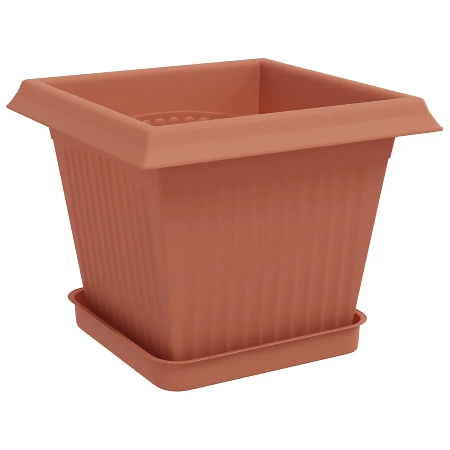 Pots de plantes 24 pcs Rouge brique 20 x 20 x 16 cm Plastique - 5