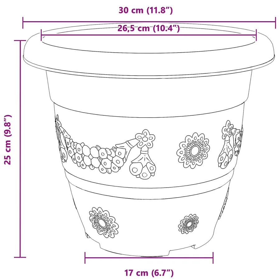 Pots de plantes 6 pcs Noir Ø 30 x 25 cm Plastique - 11