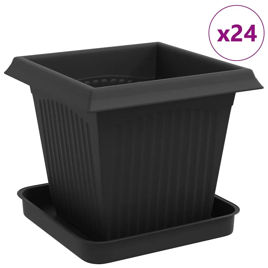 Pots de plantes 24 pcs Noir 16 x 16 x 14 cm Plastique - 2