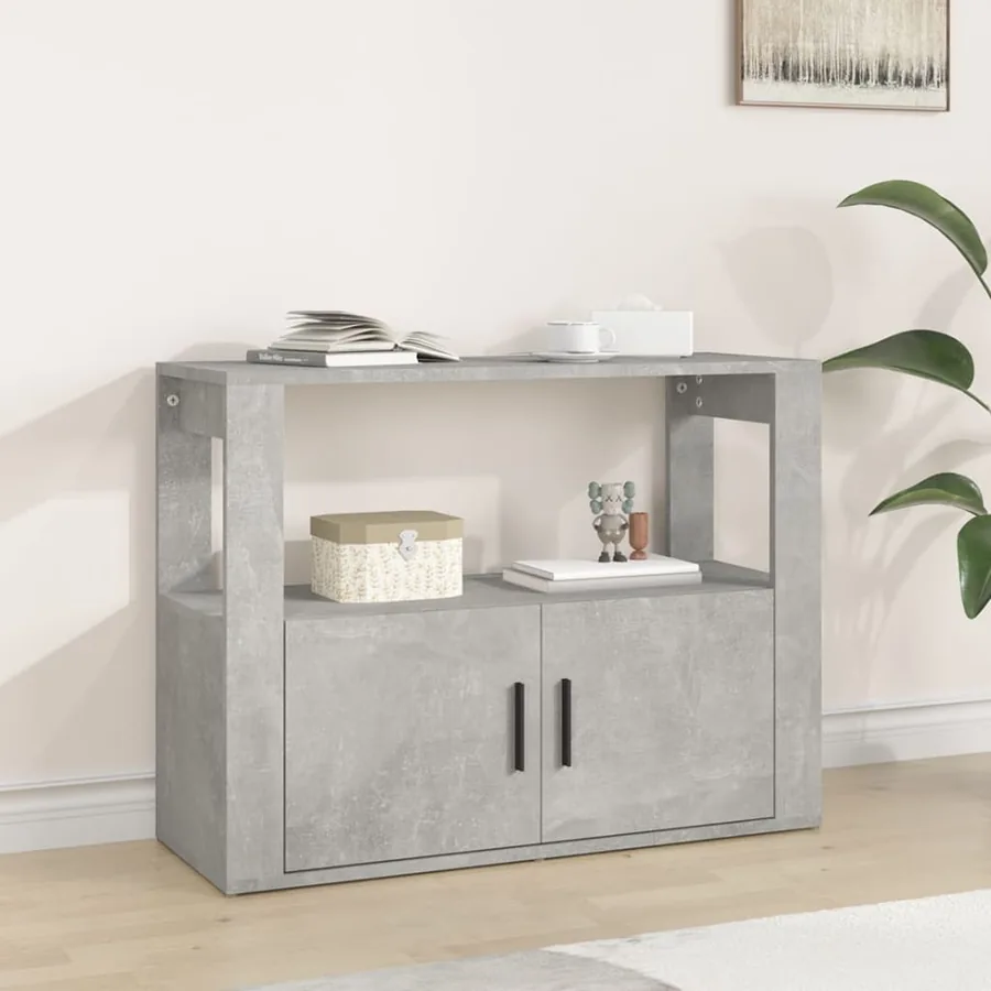 Buffet Gris béton 80x30x60 cm Bois d'ingénierie