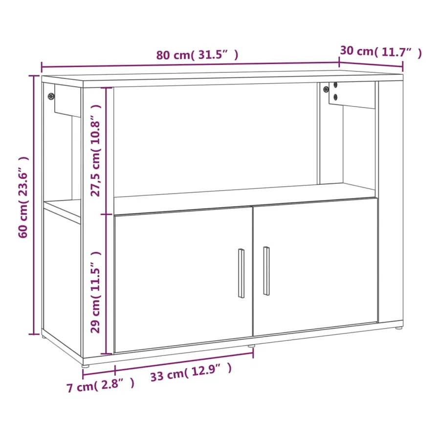 Buffet Gris béton 80x30x60 cm Bois d'ingénierie - 10