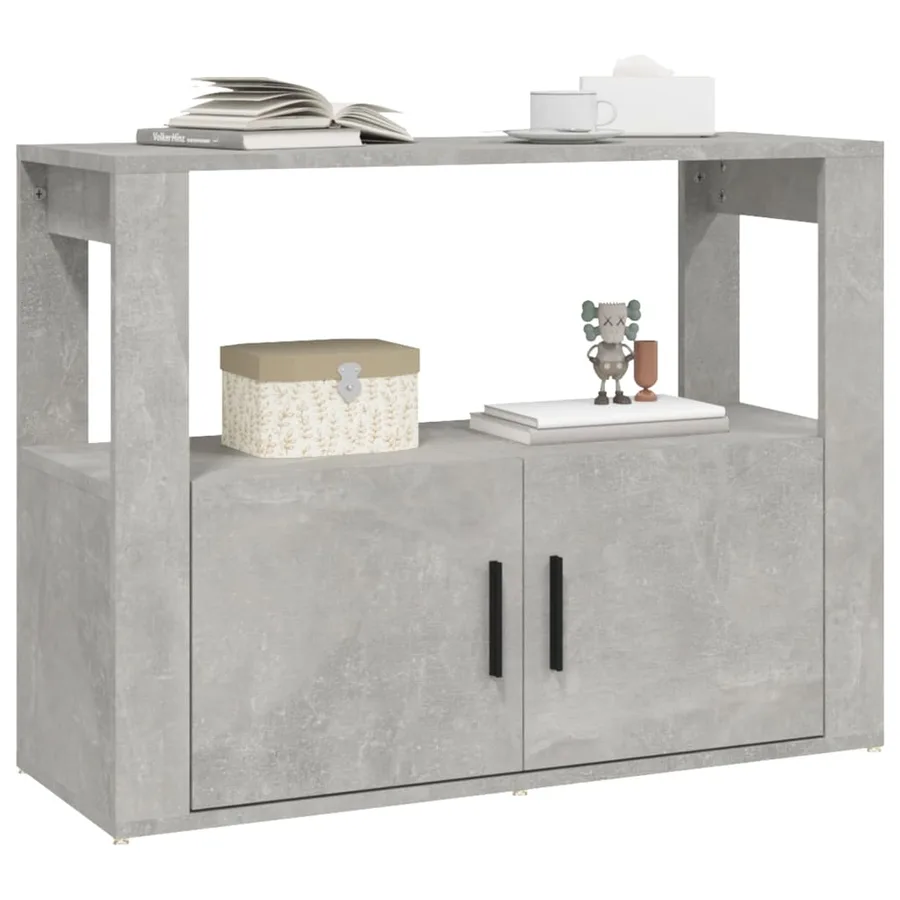 Buffet Gris béton 80x30x60 cm Bois d'ingénierie - 4