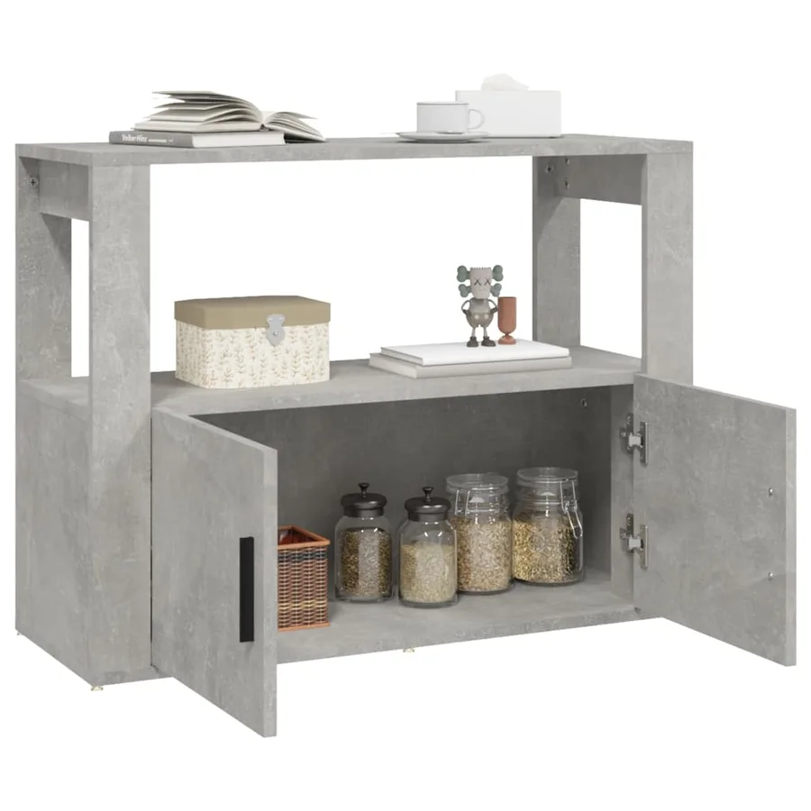 Buffet Gris béton 80x30x60 cm Bois d'ingénierie - 5