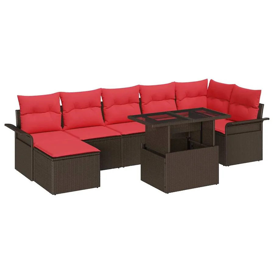 Ensemble de canapé de jardin 8 pcs Marron Poly Rattan - 2