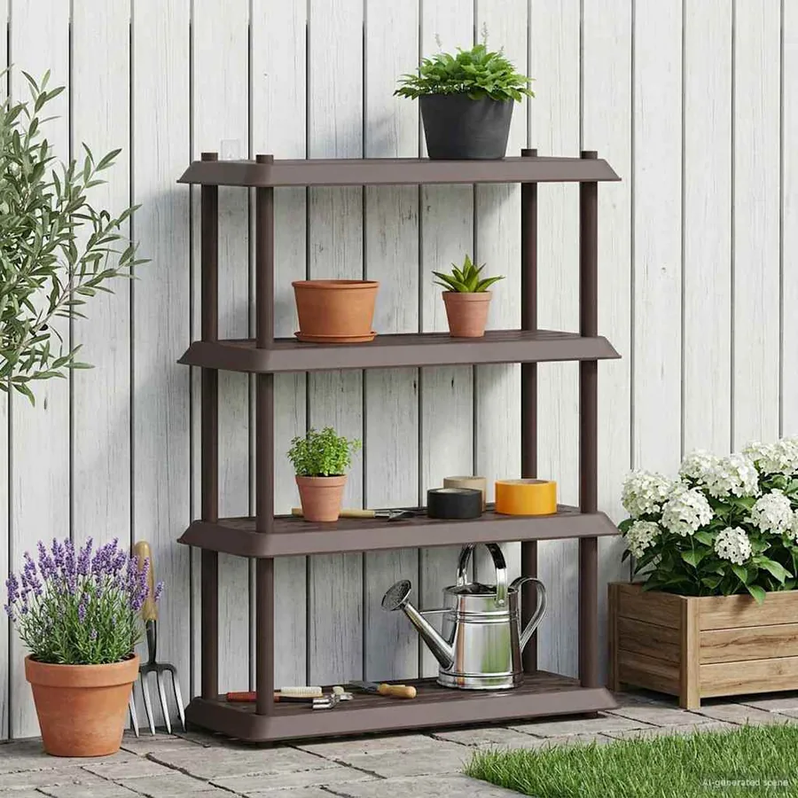 Unité de rangement 4 niveaux 100 x 40 x 136,5 cm PP Marron