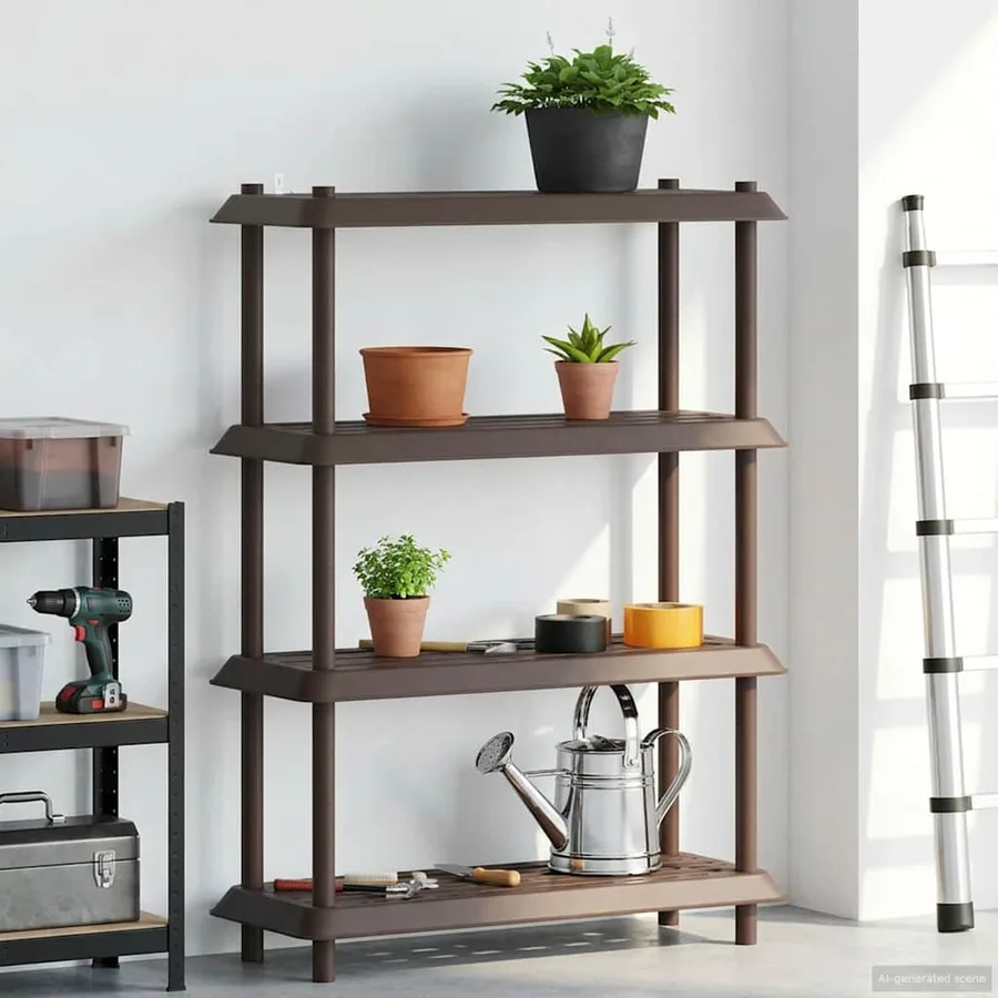 Unité de rangement 4 niveaux 100 x 40 x 136,5 cm PP Marron - 4