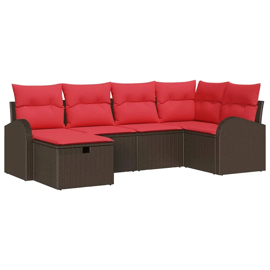 Ensemble de Canapés 6 pcs Marron et rouge polyrotin - 2