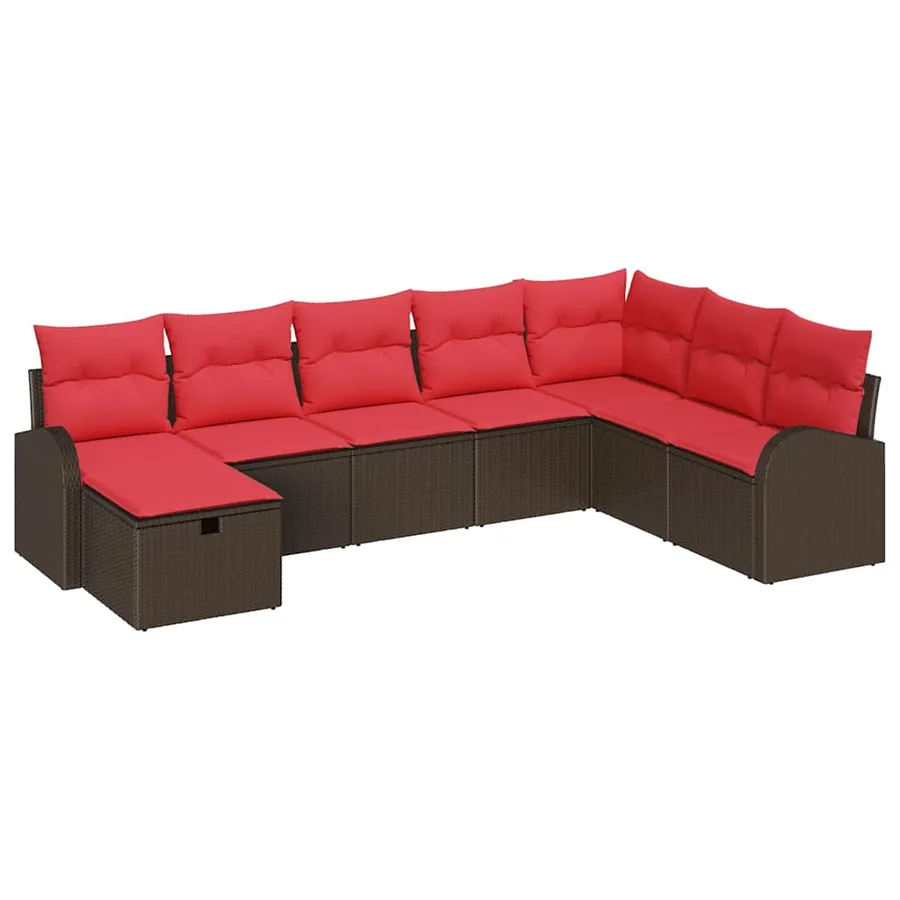 Ensemble de Canapés avec coussin Marron et rouge polyrotin - 2