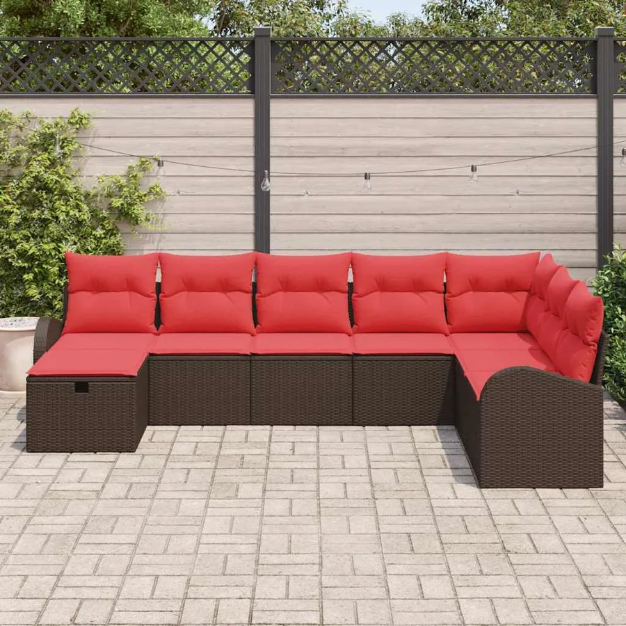 Ensemble de Canapés avec coussin Marron et rouge polyrotin - 3