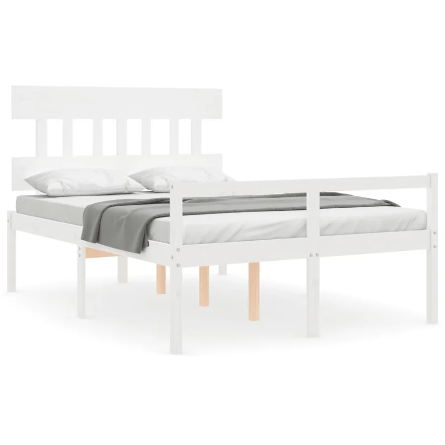 Lit pour personne âgée sans matelas blanc 140x190cm bois massif - 2
