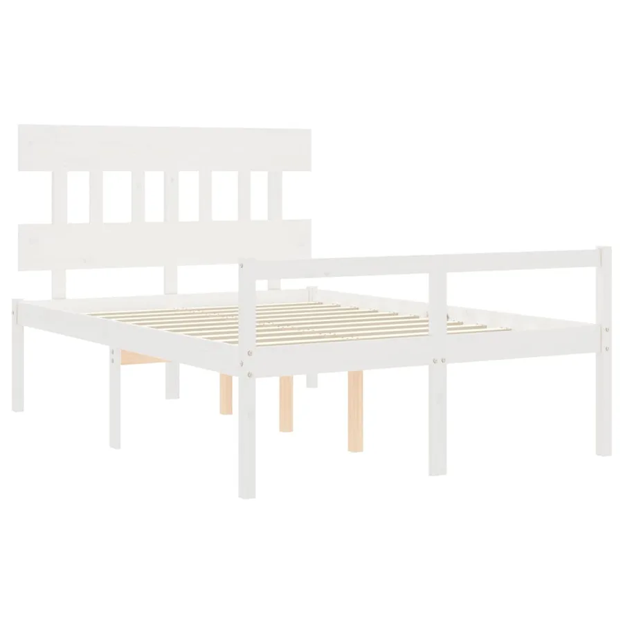 Lit pour personne âgée sans matelas blanc 140x190cm bois massif - 5