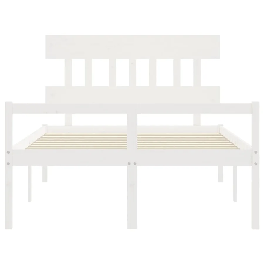 Lit pour personne âgée sans matelas blanc 140x190cm bois massif - 6