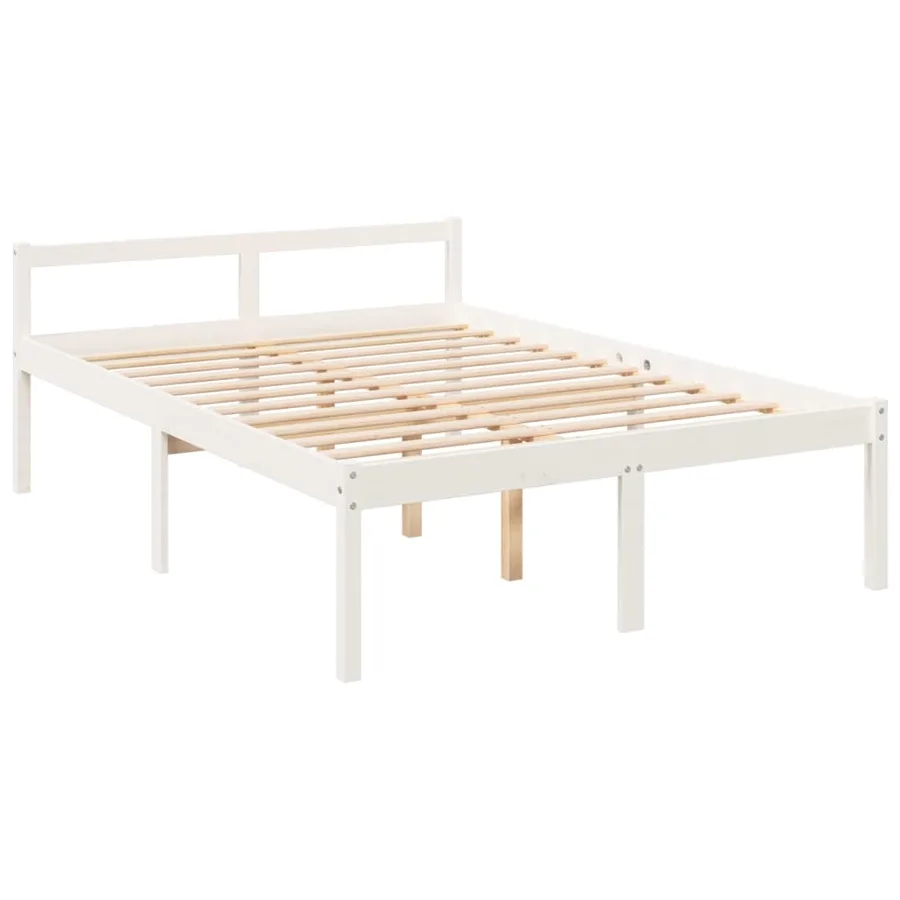 Lit pour personne âgée sans matelas blanc 140x190cm bois massif - 9