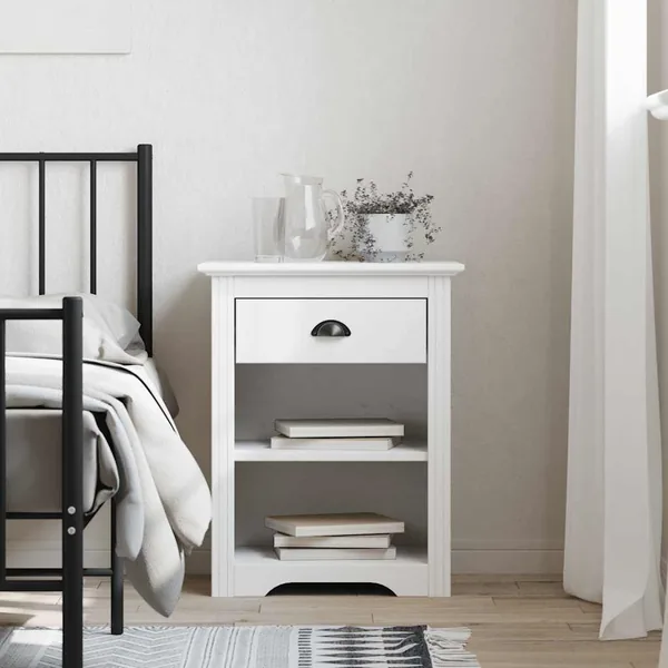 Table de chevet BODO blanc 53x38,5x67 cm bois de pin massif