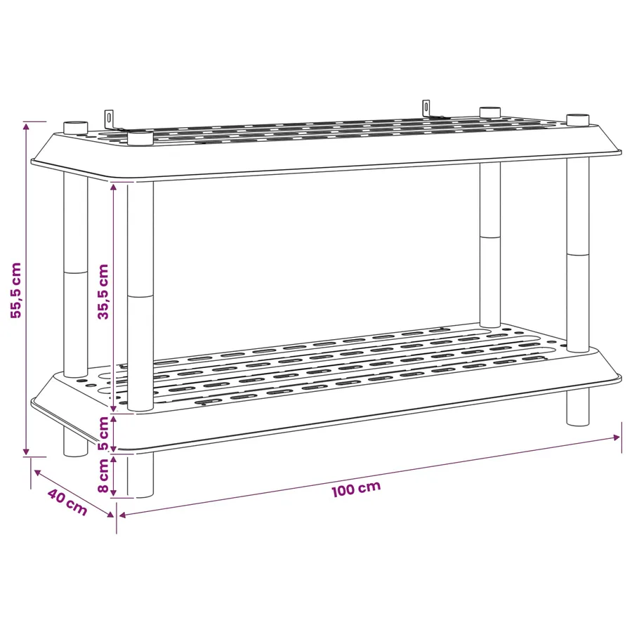 Unité de rangement 2 niveaux 100 x 40 x 55,5 cm PP Anthracite - 8