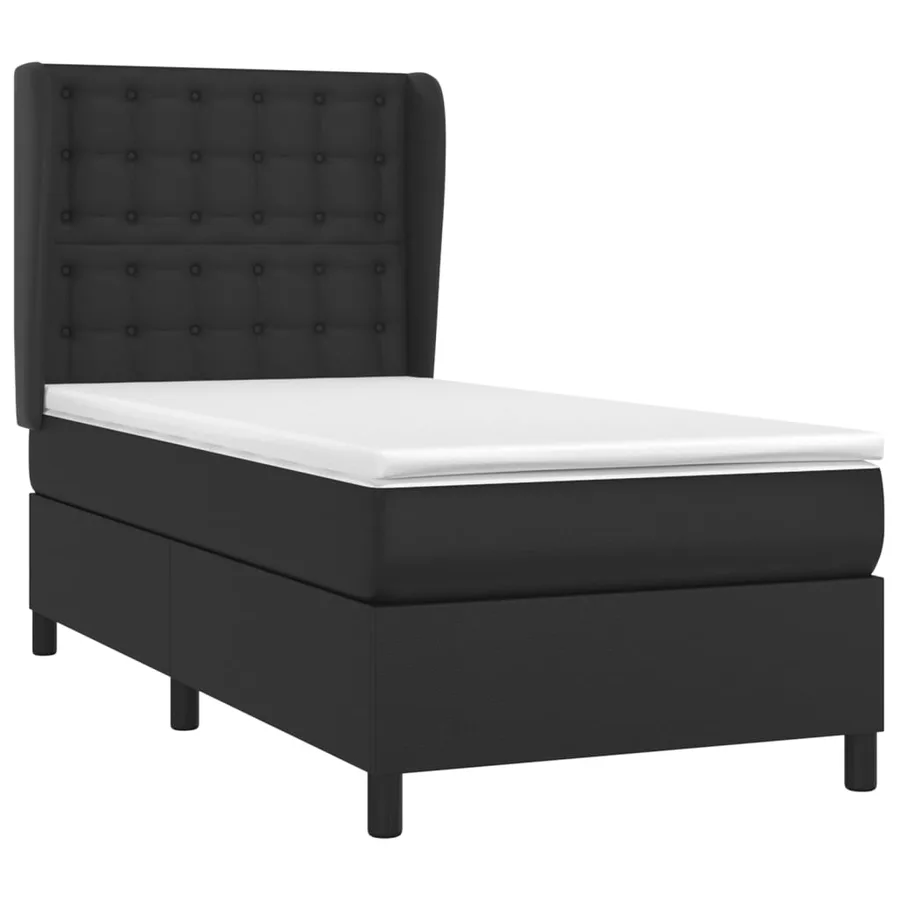Sommier à lattes de lit avec matelas Noir 100x200 cm Similicuir - 3