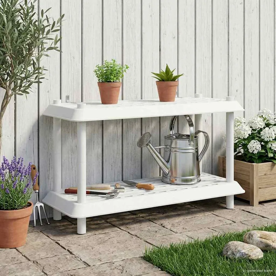 Unité de rangement 2 niveaux 100 x 40 x 55,5 cm PP Blanc - 4