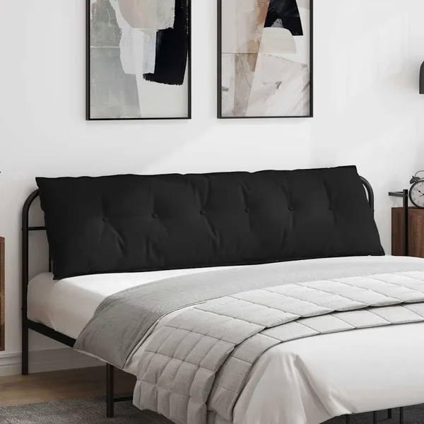 Coussin de Dos Noir 180 x 50 cm Tissu en microfibre