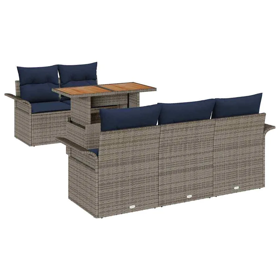 Ensemble de canapé de jardin 6 pcs gris et bleu marine - 2