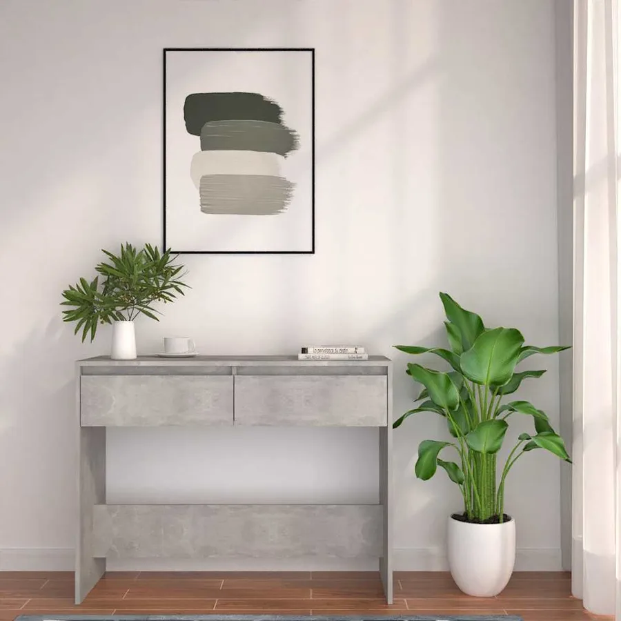 Table console gris béton 100x35x76,5 cm bois d'ingénierie - 4